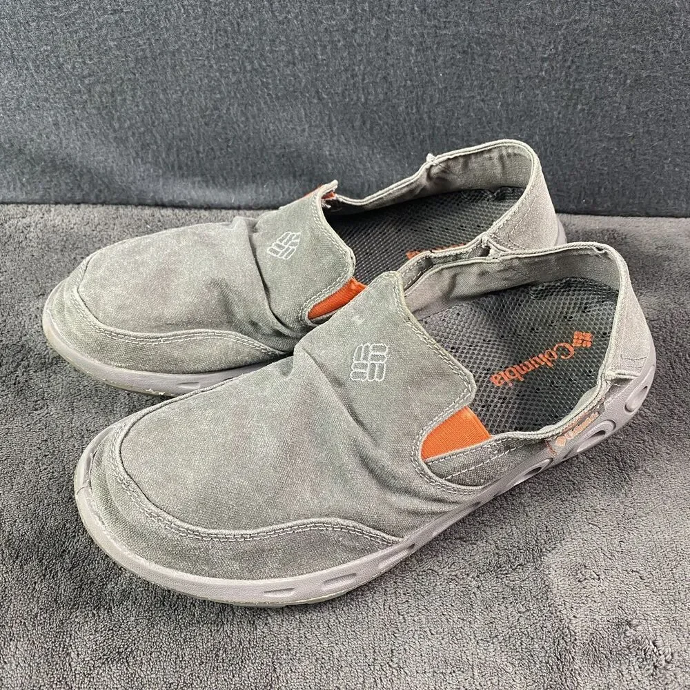Columbia San Salvador Canvas Water Boat Shoes Mens Size 8 Grey OmniGrip Techlite